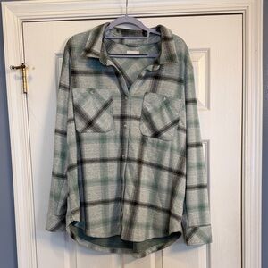Thread & Supply Mint and Charcoal Plaid Button-Down Shirt